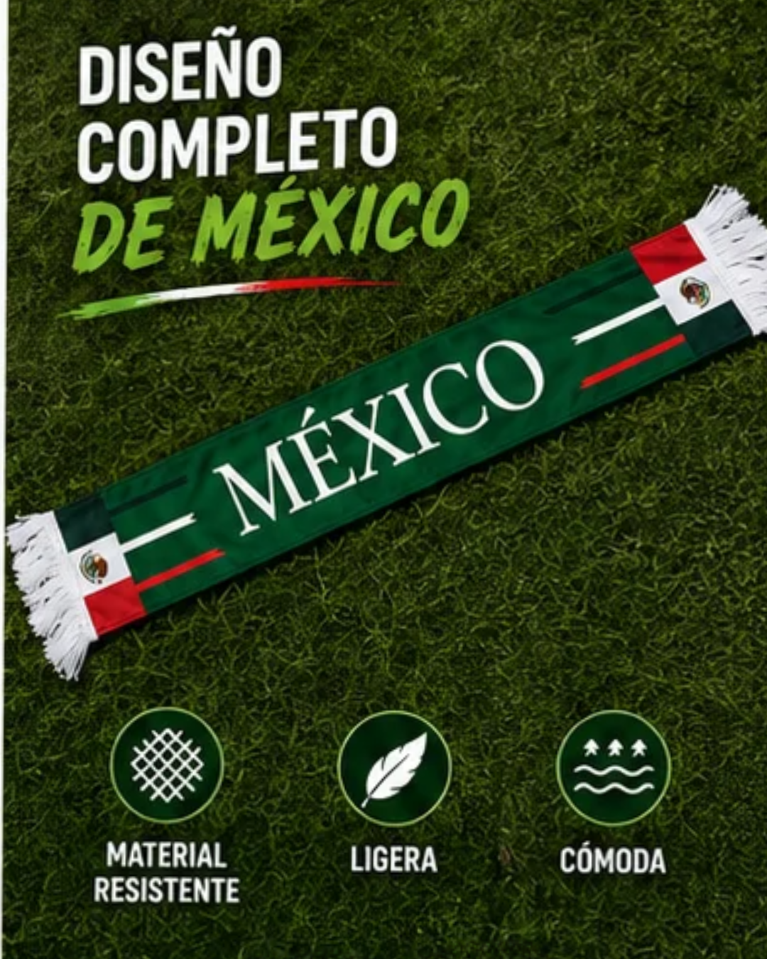 Bufanda Tricolor México | Fiestas Patrias | 160 x 15 cm