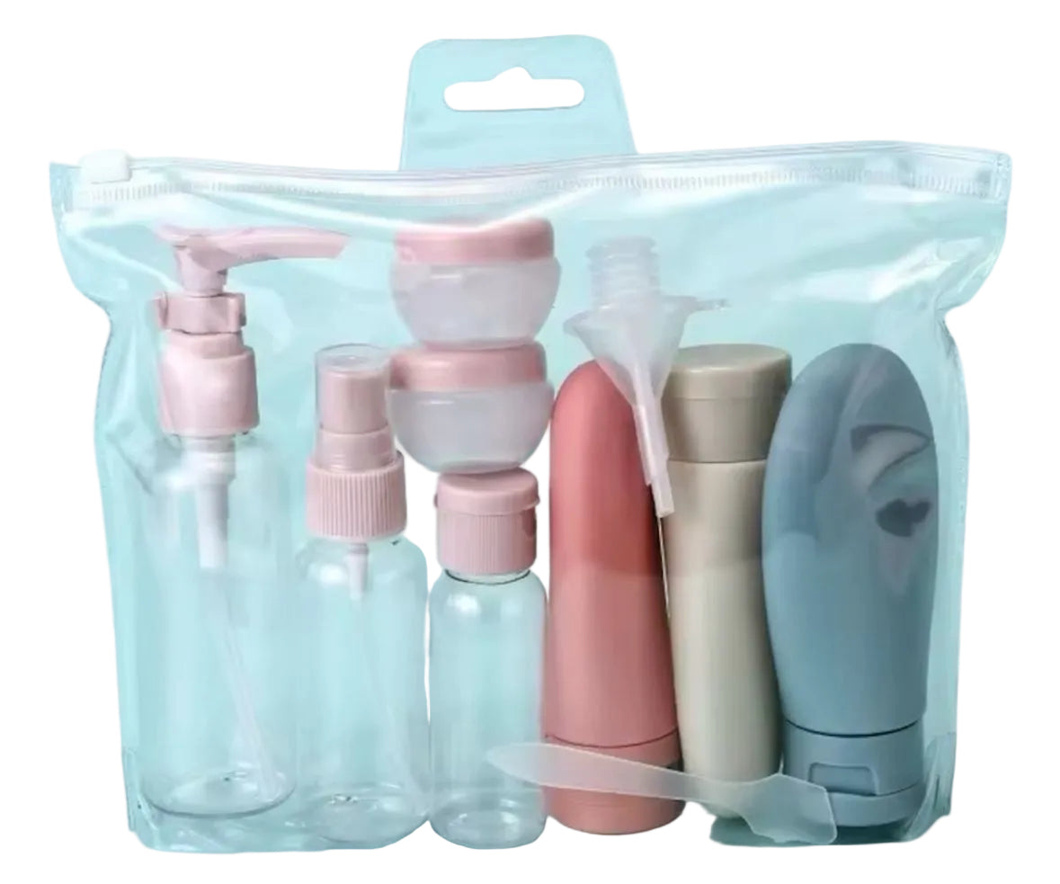 Set de 12 Envases de Viaje para Cosméticos con Bolsa y Accesorios