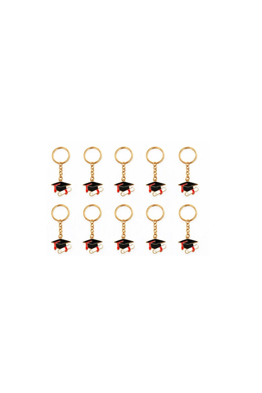 10 Llaveros de Graduación con Birrete para Fin de Cursos