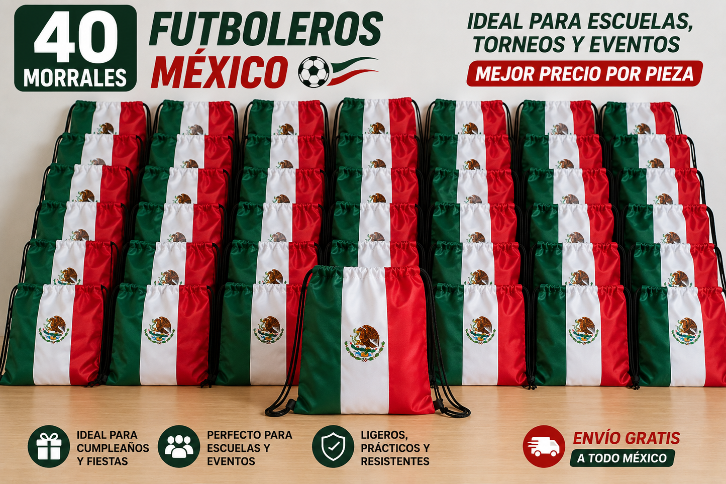 Paquete de 40 Morrales Futboleros México