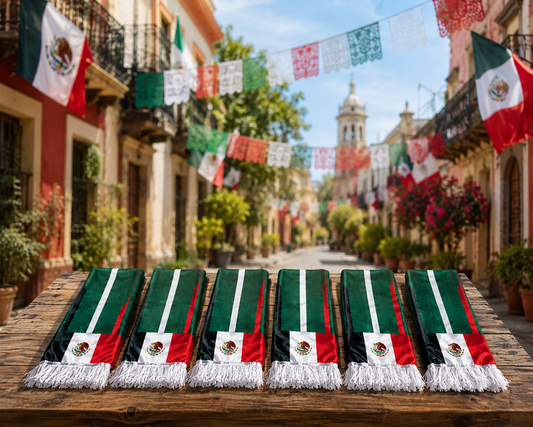 6 Bufandas Tricolor México | Ideal para Fiestas Patrias | 160 x 15 cm