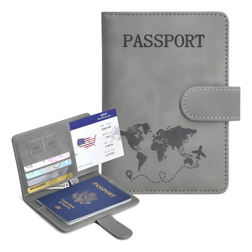 Portapasaporte RFID con espacio para visa y tarjetas