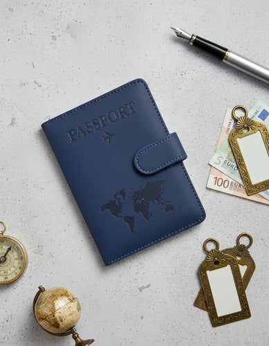 Portapasaporte RFID con espacio para visa y tarjetas