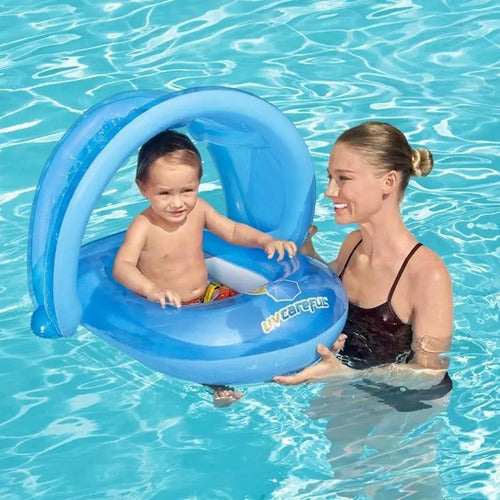 Flotador para bebé Bestway 34091 con sombrilla azul