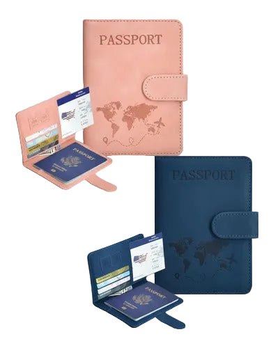 2 portapasaportes RFID con cierre magnético en rosa y azul