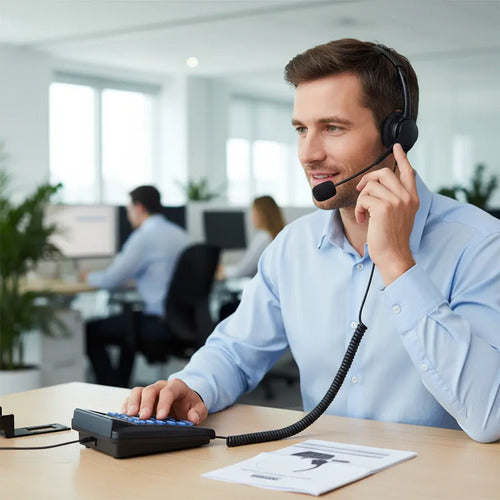 Teléfono fijo Chuyland con diadema para oficina y call center