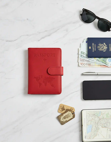 Portapasaporte RFID con espacio para visa y tarjetas