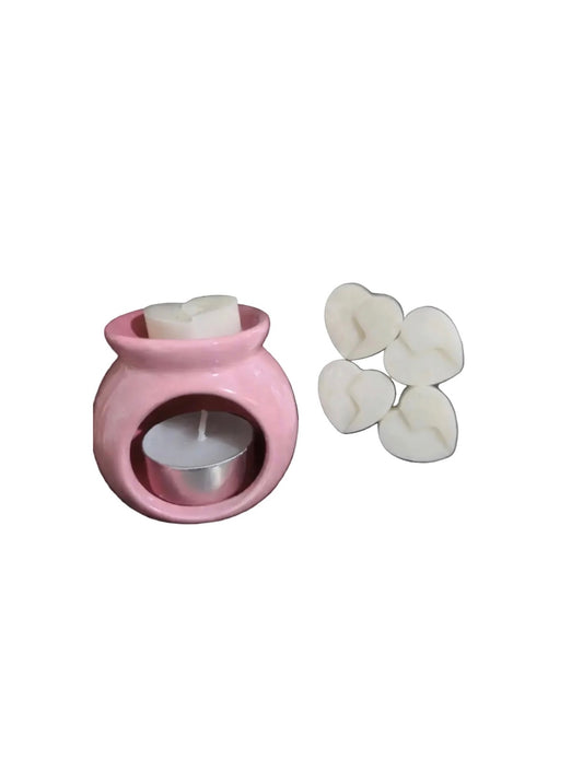 Kit Aromático con Quemador, Vela de Té y 4 Wax Melts de Corazón