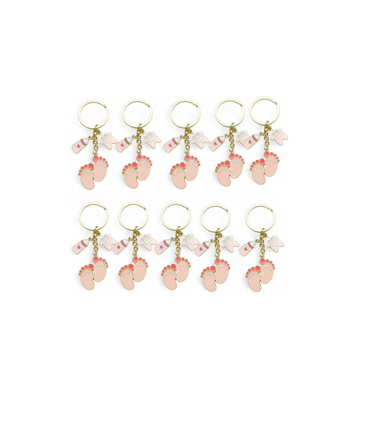 Set de 10 Llaveros para Baby Shower de Niña | Recuerdo de Nacimiento