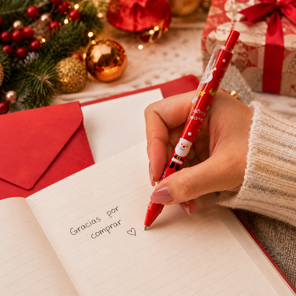 25 Plumas Navideñas Santa Claus Rojas Tinta Negra | Posadas, Regalos y recuerdos