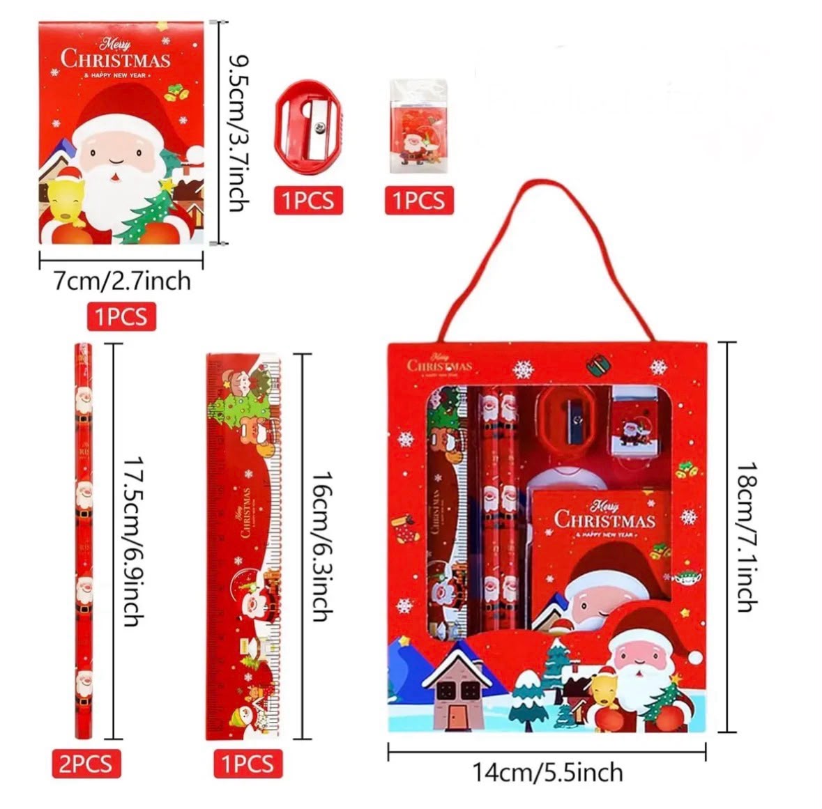 Kit de Papelería Escolar Navidad | Recuerdo para Fiesta Infantil