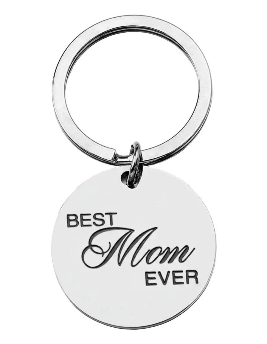 Llavero para Mamá con Dije Redondo y Mensaje Especial "Best mom ever"