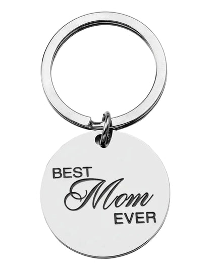 Llavero para Mamá con Dije Redondo y Mensaje Especial "Best mom ever"