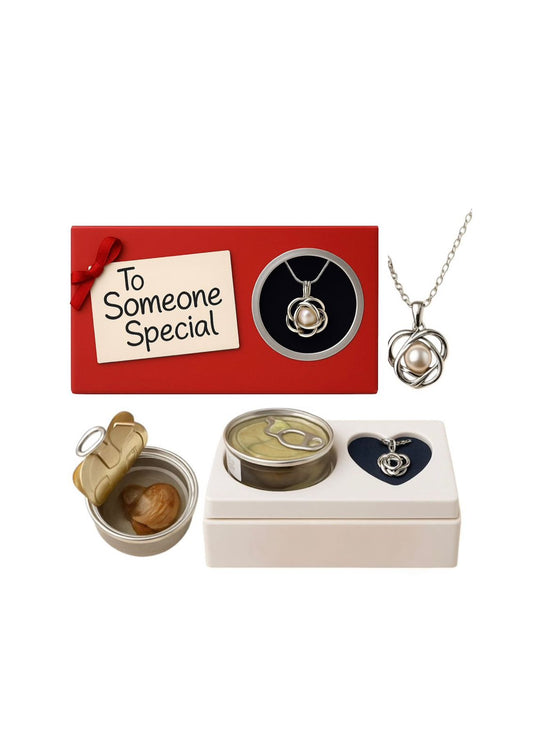 Set de Joyería de Acero Inoxidable con Collar  y dije en forma de Rosa con Perla en su Ostra Real regalo mujer