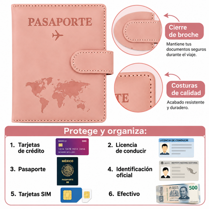 Set de 2 Portapasaportes RFID para Pareja en Gris y Rosa