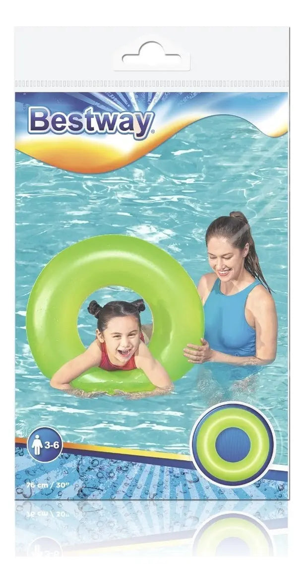 Dona Salvavidas Inflable verde Neón 76 cm para Niños | 3 a 6 años