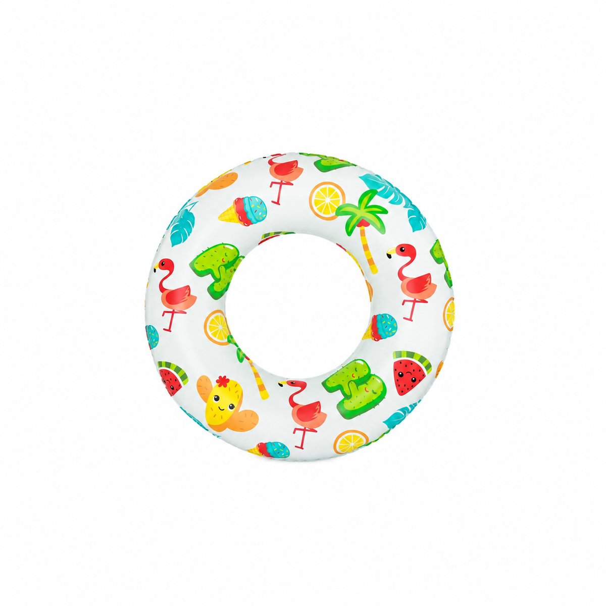 Salvavidas inflable blanco con diseño tropical de frutas de 61 cm