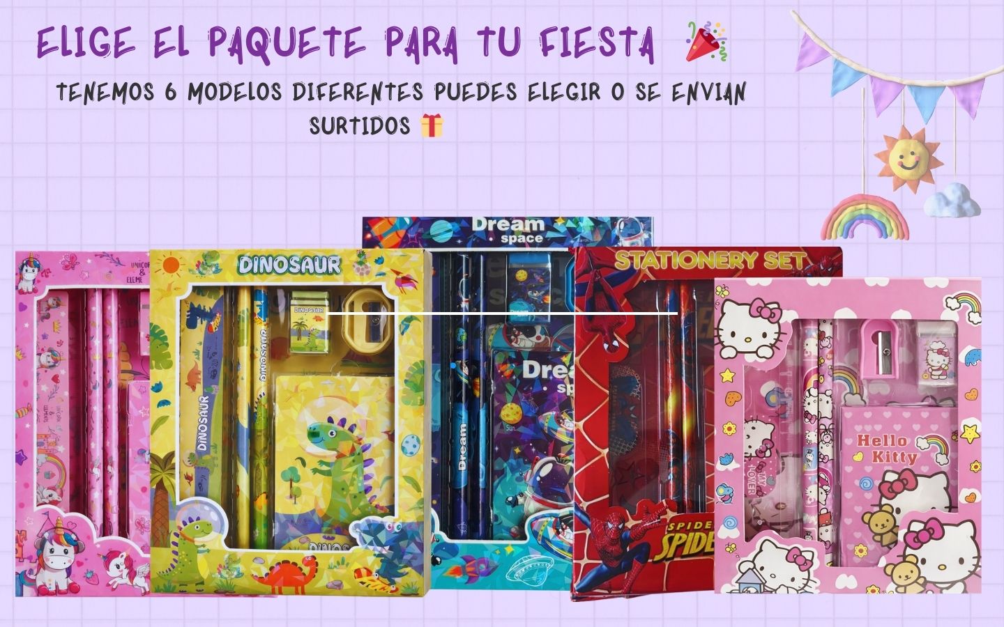 Paquete fiesta infantil (60 kits) 🎉 MEJOR PRECIO + ENVÍO GRATIS