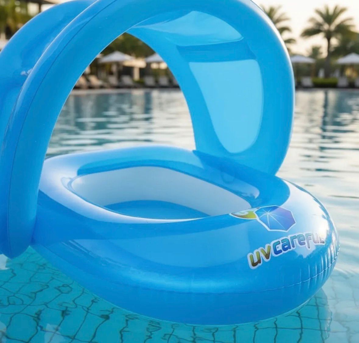 Flotador lancha para Bebé Bestway con Sombrilla Azul 85 × 80 cm