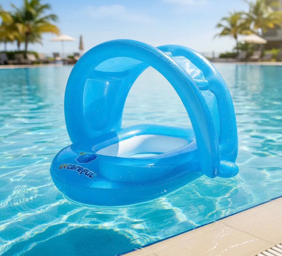 Flotador lancha para Bebé Bestway con Sombrilla Azul 85 × 80 cm